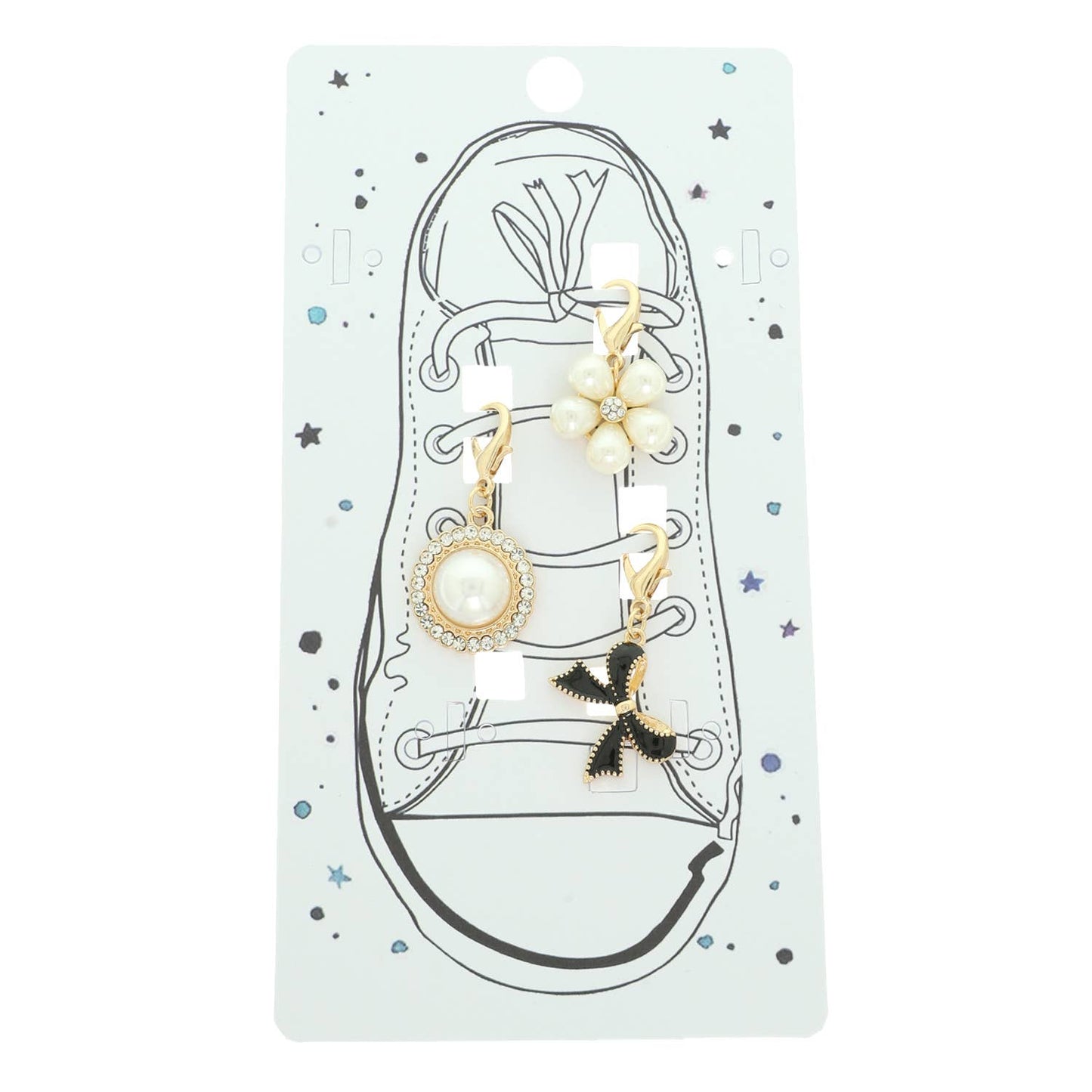 Shoe Charm Set Bear Pearl Flower