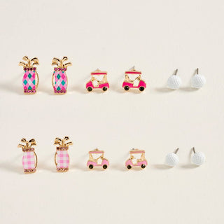 Golf Ball Cart Bag Earring Set