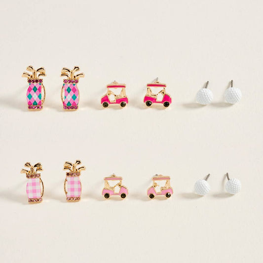 Golf Ball Cart Bag Earring Set