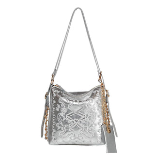 Ribbon Convertible Hobo Backpack Silver
