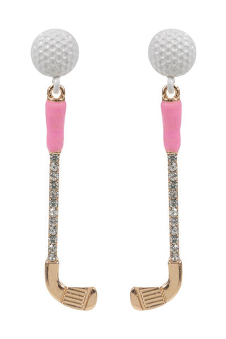 Golf Club Earrings Pink