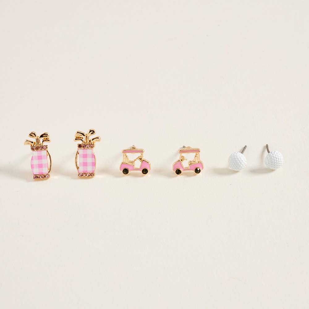 Golf Ball Cart Bag Earring Set