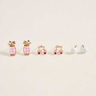 Golf Ball Cart Bag Earring Set