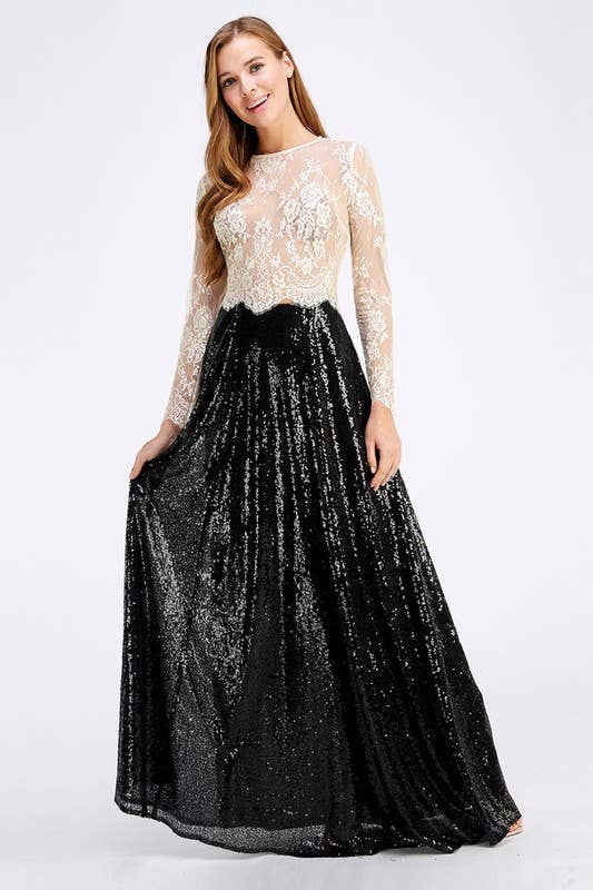 Sequin Maxi Skirt Black