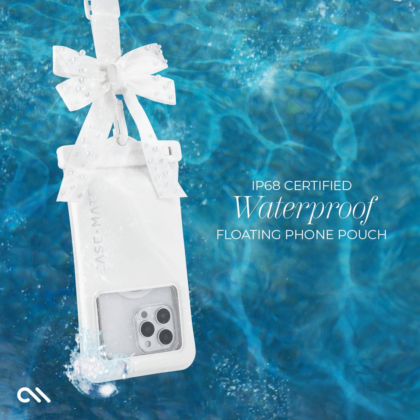 Ivory Pearl Bow Waterproof Floating Pouch