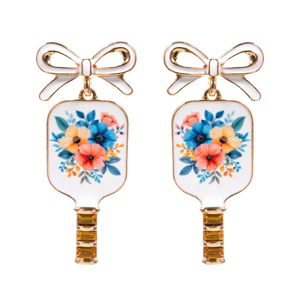 Pickleball Bow Paddle Earrings