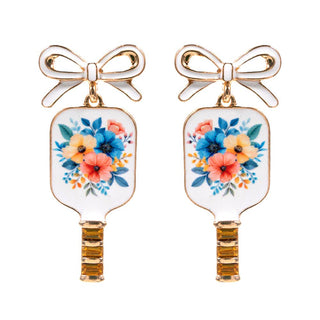 Pickleball Bow Paddle Earrings