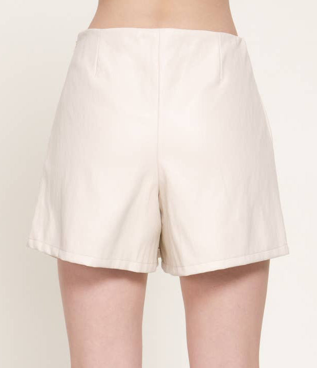 The Soft Spot Faux Leather Skort Ivory