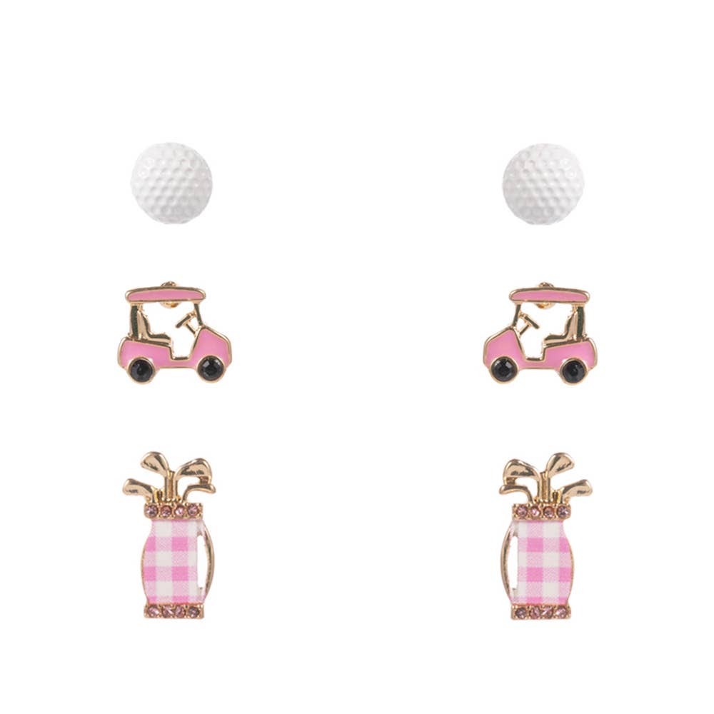 Golf Ball Cart Bag Earring Set