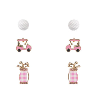 Golf Ball Cart Bag Earring Set