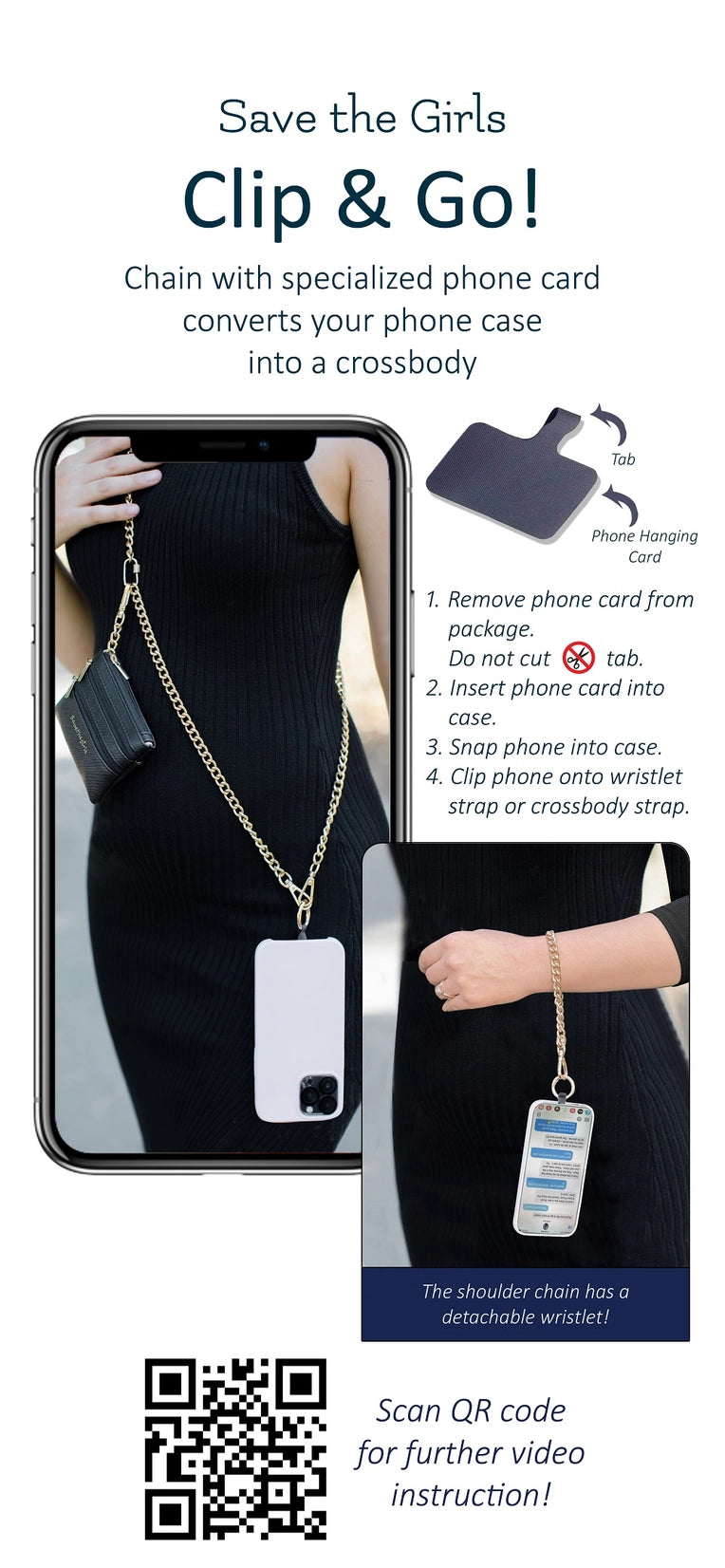 Clip & Go Chain w Pouch Silver