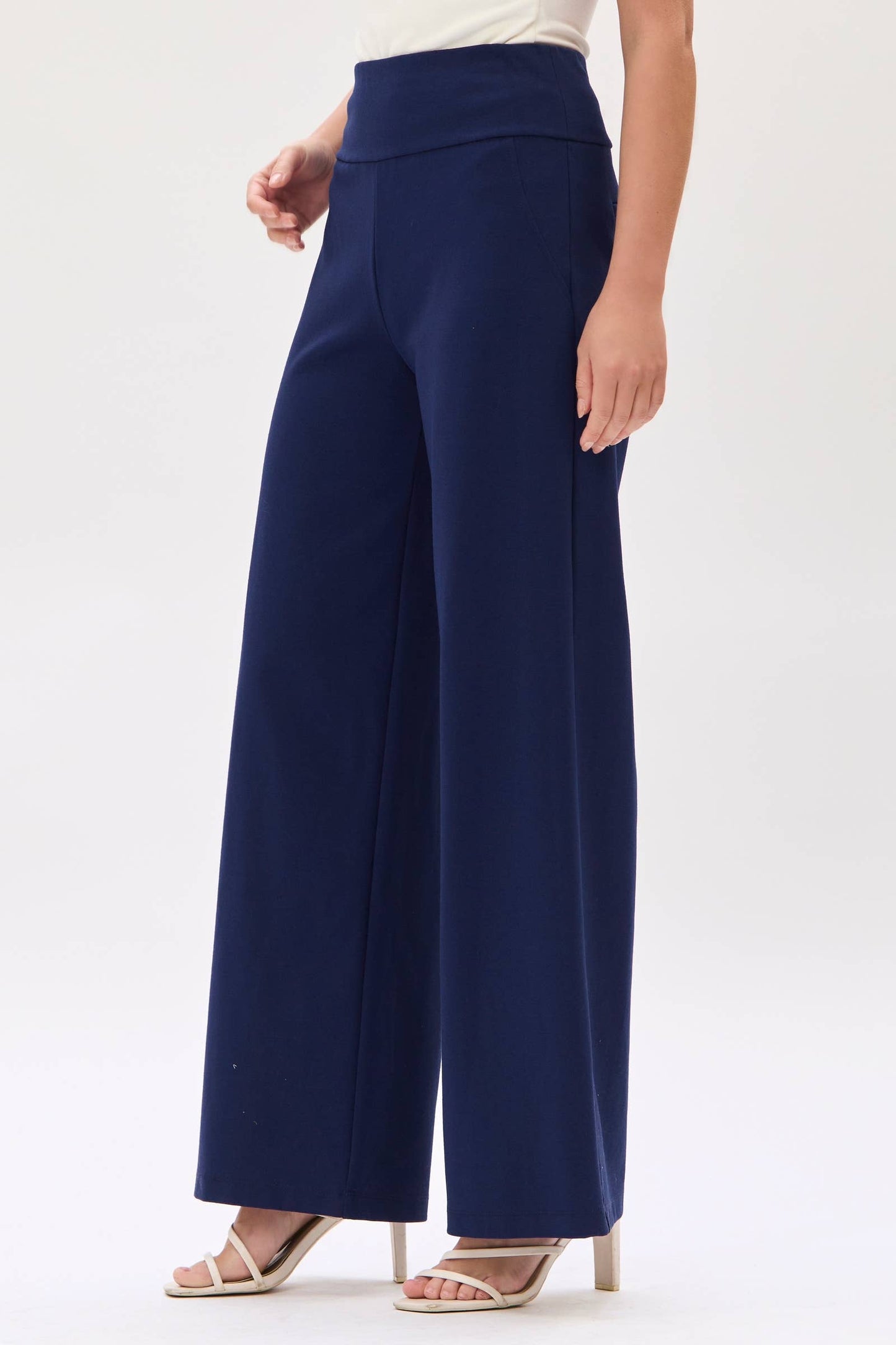 Ponte Wide Pants 31" Navy