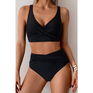 High Waist Cross Swimsuit Black