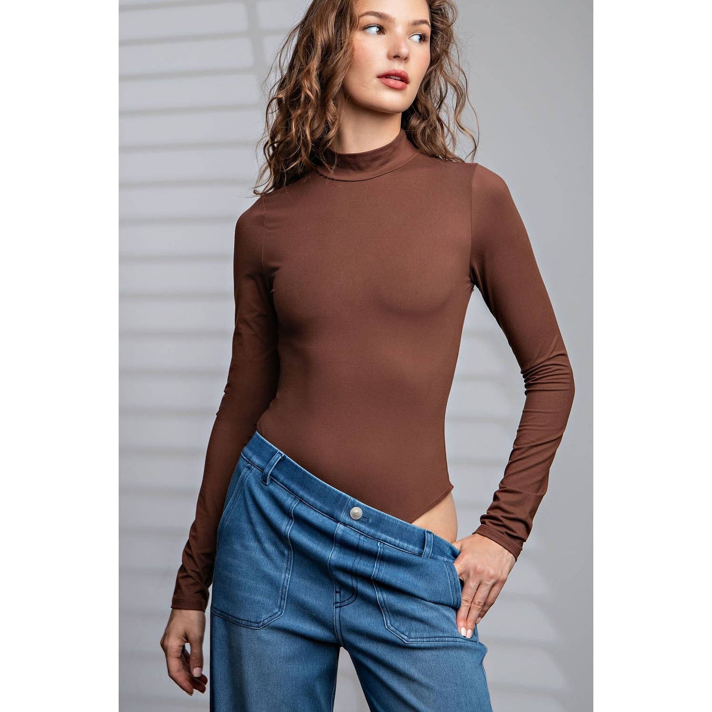 Curvy Butter Stretch Bodysuit Brown