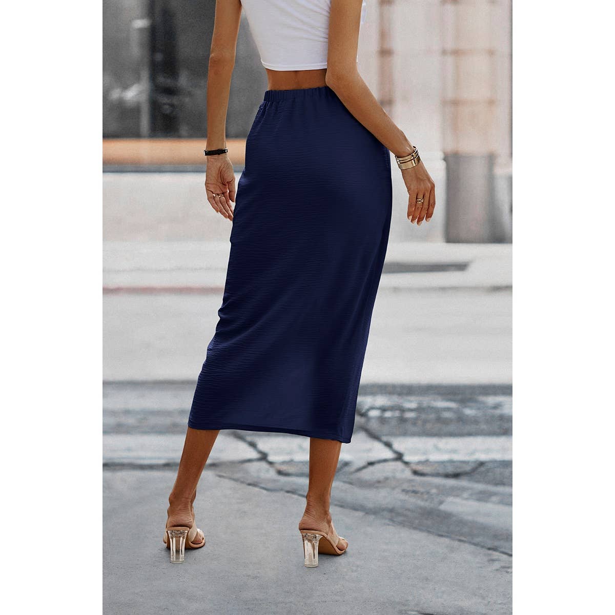 Wrap bow skirt navy