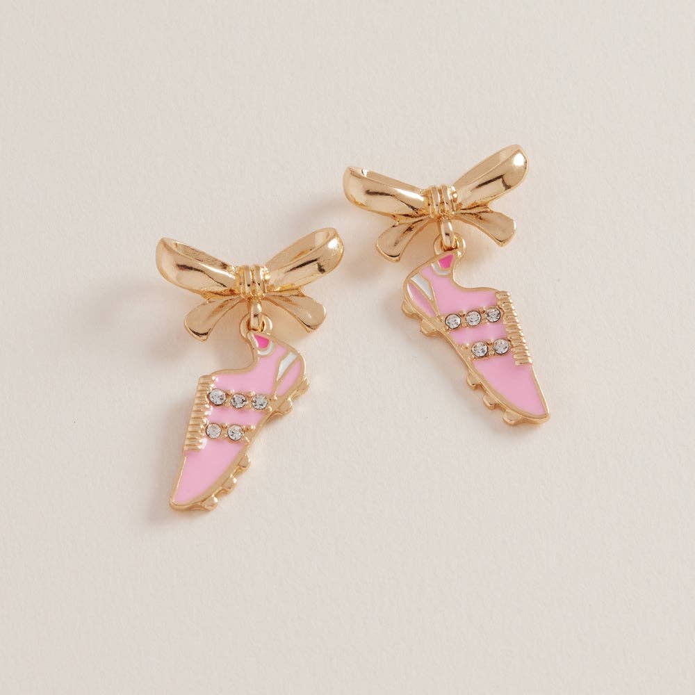 Soccer Shoe Bow Earrings