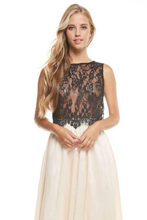 Sheer Lace Crop Top Black