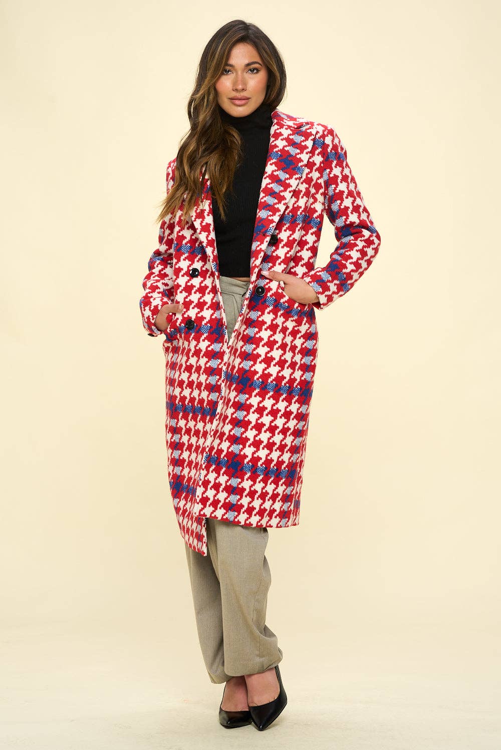 Red Houndstooth Coat