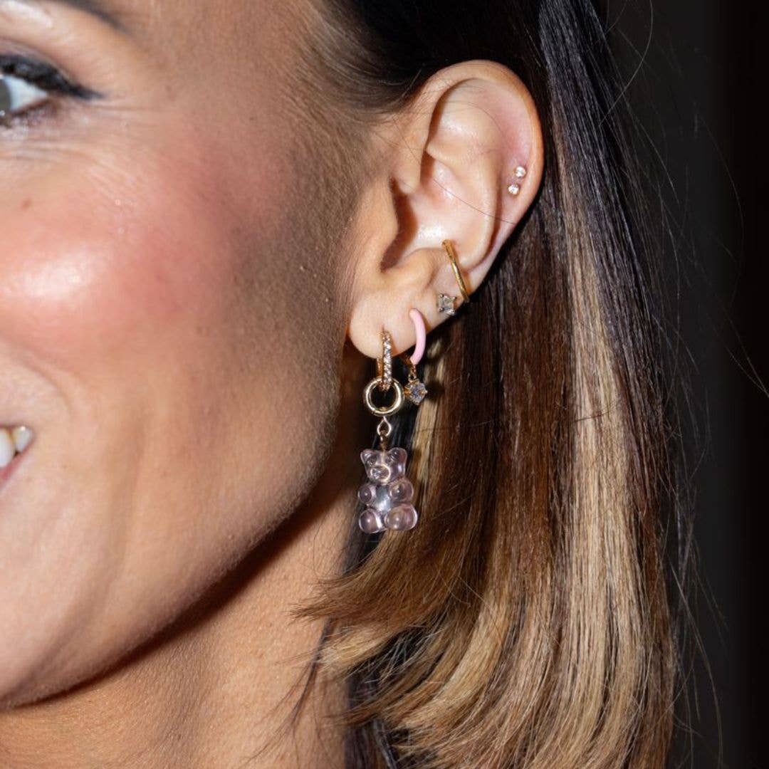 Pink Ellie Enamel Huggie Earrings