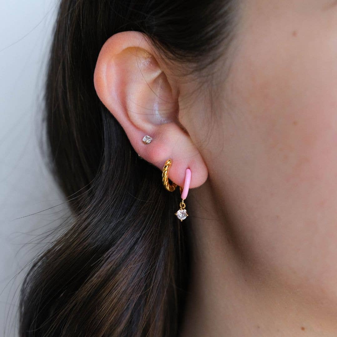 Pink Ellie Enamel Huggie Earrings