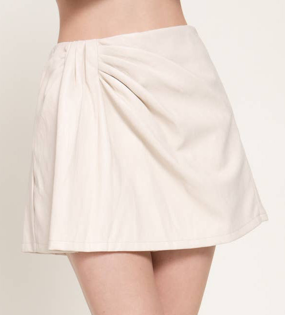 The Soft Spot Faux Leather Skort Ivory