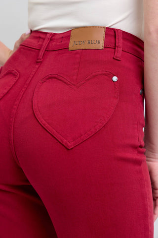 HW Straight Jeans Heart Pockets