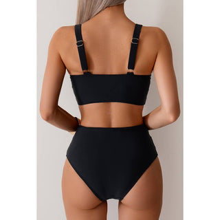 High Waist Cross Swimsuit Black