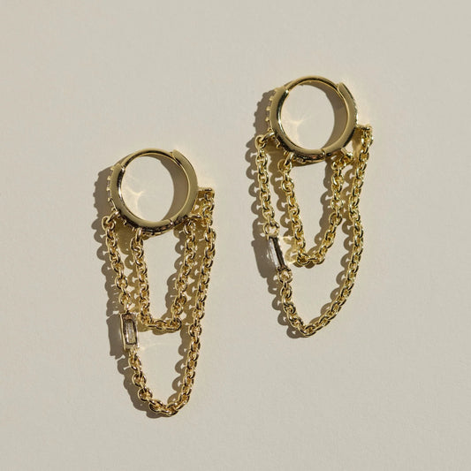 Gold Thea Chain Huggies