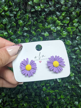 Spring Flowers Studs Purple