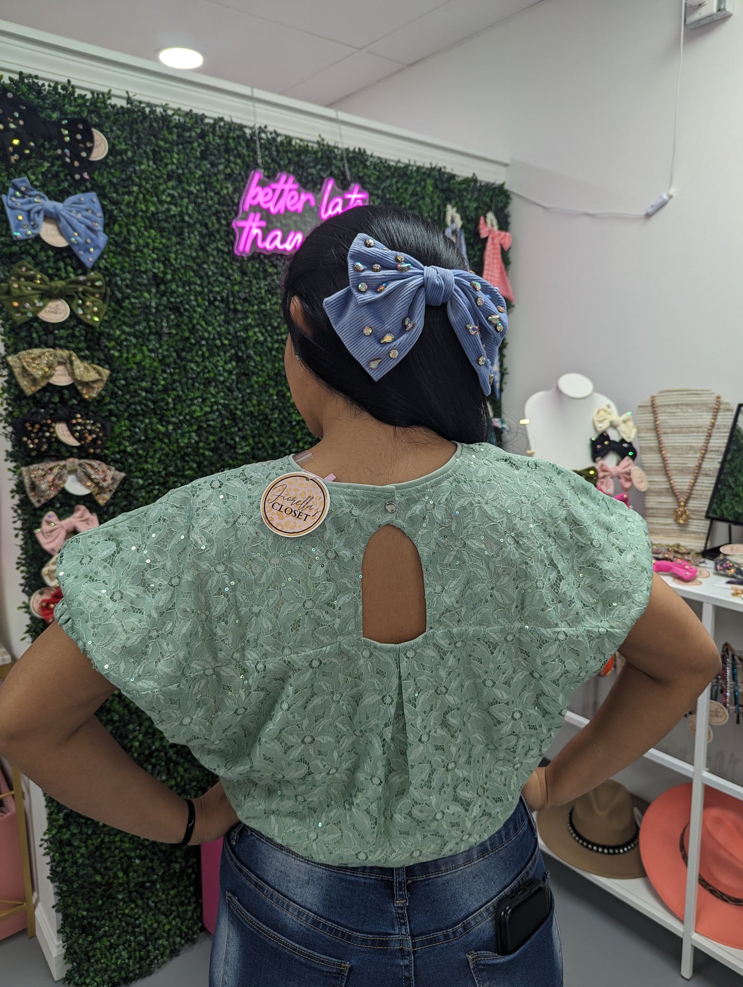 Floral Lace Sequin Top