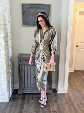 Liquid Fabric Dress Gunmetal