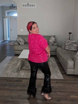 Party Sequin Top Fuchsia