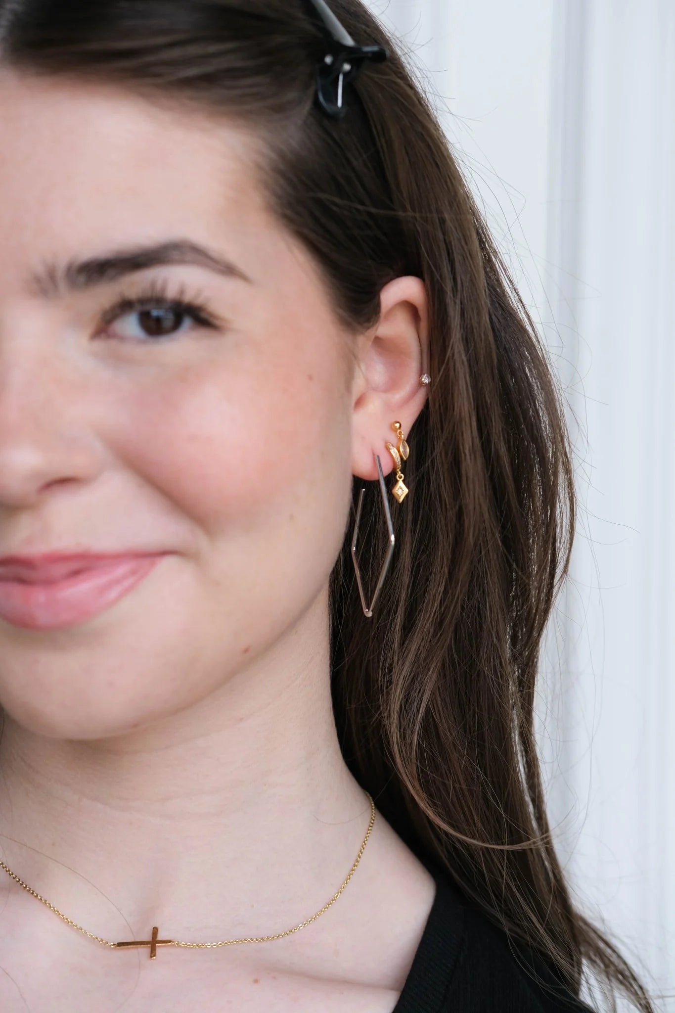 Diamond Hoops Silver