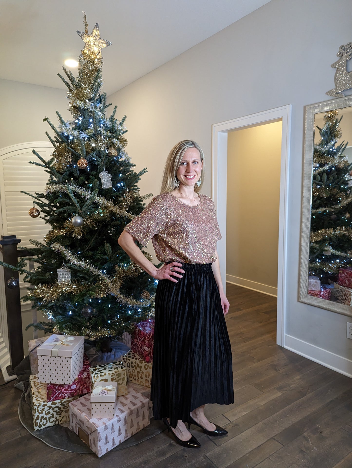 Velvet Pleated Skirt