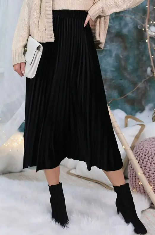 Velvet Pleated Skirt